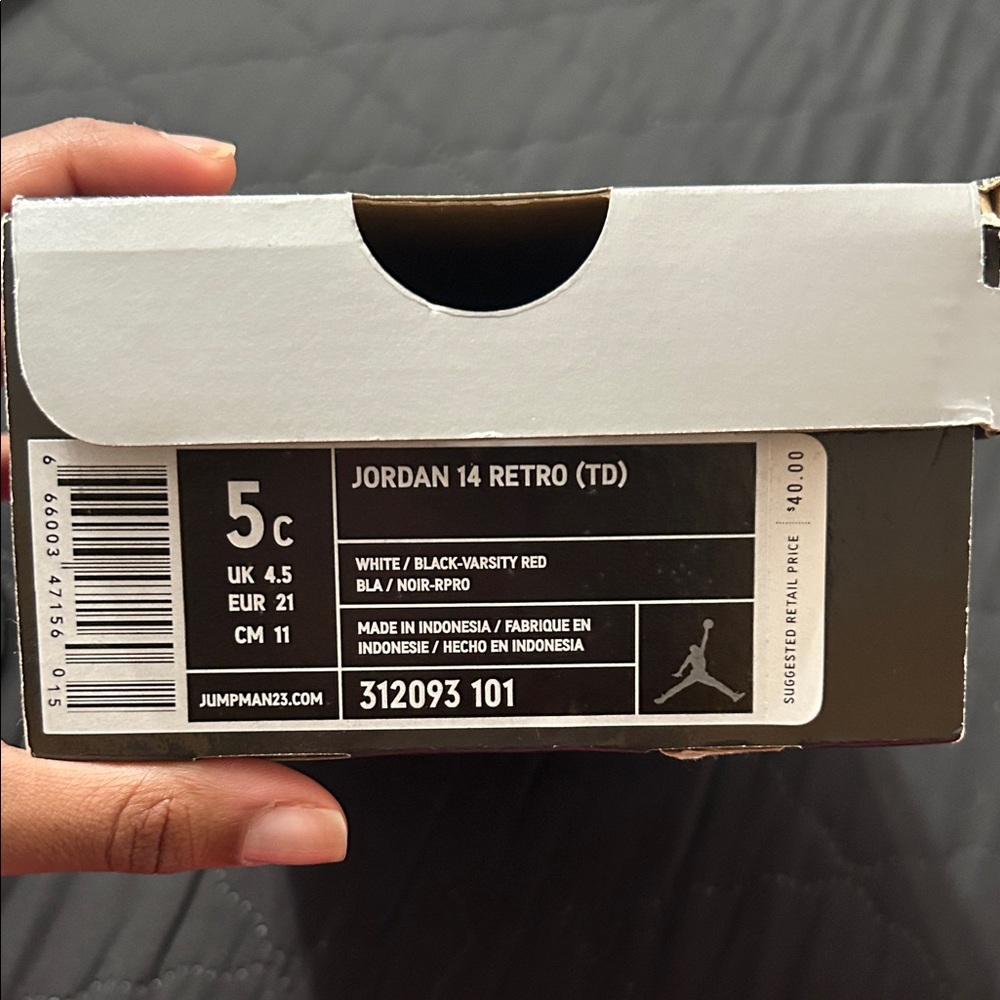 Jordan 14 Retro TD in White and Black